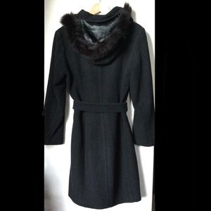 Black Trench Coat with Hood and Belt